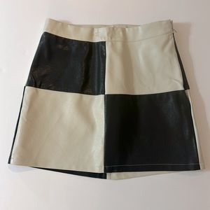 Altar’d State Mini Skirt NWOT Black and White Colorblock Pleather, Size Medium
